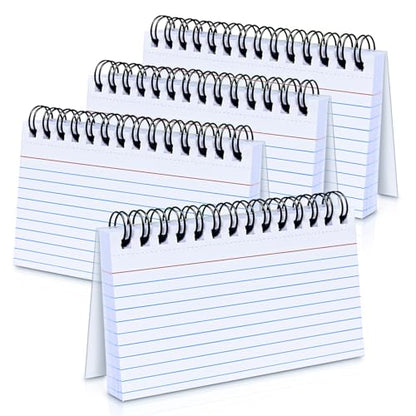 Tecmisse 200 PCS Index Cards, 3x5 Inches Spiral Bound Index Cards, Ruled Flashcards, White Notecards for Taking to Do List, School and Office Use (White)