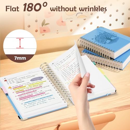 QIYVLOS Hardcover Spiral Notebook, B5 Journal with Removable Dividers Tabs, 5 Subject Notebook College Ruled, 320 Pages 8"x10" Leather Notebooks for Work School Study, Lined Journal for Women, Blue - color: B5/Blue