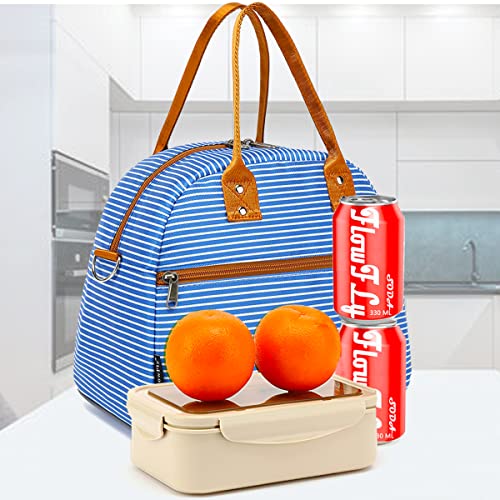 FlowFly Insulated Lunch Bag With Shoulder Strap for Women, Men, and Kids, Large and Reusable, Handle, Freezable Work and School Travel Tote and Meal Prep Organizer,Royal - color: Royal