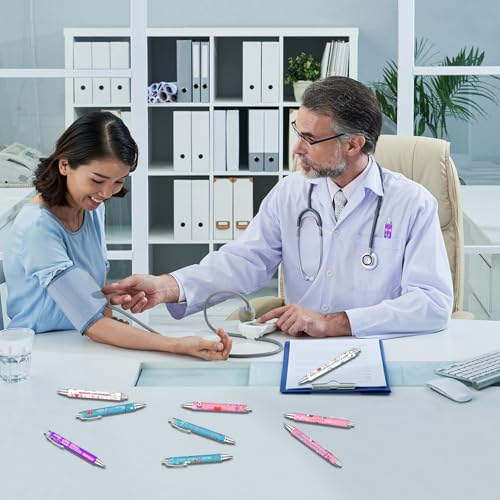 Idealmuzik Nurse Appreciation Week Ballpoint Pens Set of 10 – Nurse Theme Pens with Stethoscope, Heart & ECG Designs and Encouraging Quotes – Smooth Black Ink Pens for Hospital, Office, and Daily Use - style: Medicine