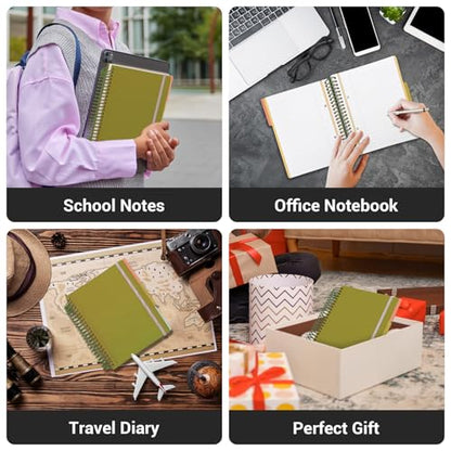 EUSOAR Spiral Notebook, 1 Pack A5 7.3" x 8.1" Lined Spiral Notebook Journal, Cute Women Journal Notebook 240 Pages 90gsm Thick Paper with Dividers for Math, Science and Engineering Students-Green - color: Green, style: A5 Lined