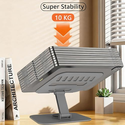 Large Metal Tablet Stand 360° Rotation for 4-16” Tablet, Grey | Suitable for All iPad Models, Stability Base, Fully Folded, Easy to Store and Carry, Wide Footrest, Heat Dissipation Design - color: Grey