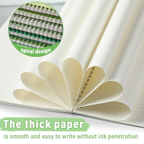 Fuutreo 6 Pack B5 Spiral Notebooks 10.5 x 7.45 Inch College Ruled Aesthetic Journal Kraft Hardcover 70 Sheets (140 Pages) Spiral Notebook for Office Students Work Journaling(Green Series,Forest) - color: Green Series