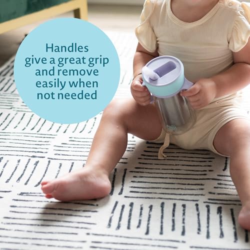 The First Years CoolCore Stainless Steel Straw Cup - Insulated Leak Proof Sippy Cup Trainer Converts to Toddler Water Bottle - Pop to Sip Design with Improved Flow - Light Blue/Light Purple - 8 Ounces - color: Light Blue/Light Purple