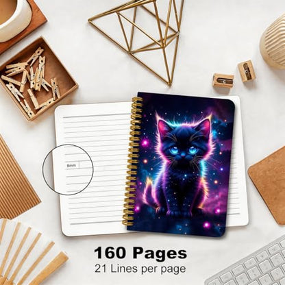 2 Pcs Cute Cat A5 Spiral Notebook, 160 Pages Journal Notebook for Women | Cats Gifts Spiral Notepad, Hardcover Journals for Writing Travel Office, Cat Lover Gifts for Women, School Office Supplies - color: Multicolour 0003