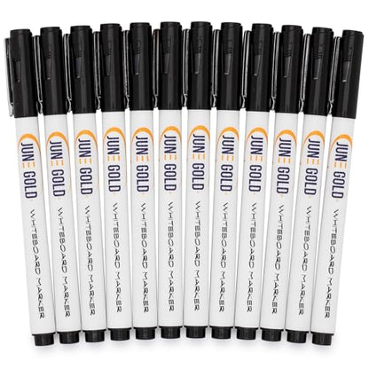 June Gold 32 Black Dry Erase Whiteboard Markers, Fine/Bullet Tip, Slim | Low Odor & Vivid Lines
