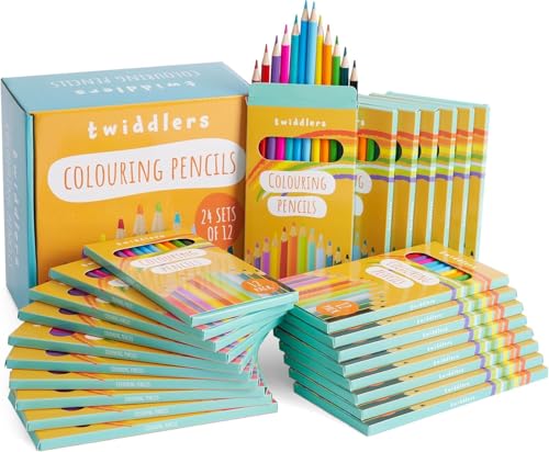 THE TWIDDLERS 24 Packs of Colored Pencils, 12 Pencils Per Box, 288 Bulk coloring pencils - 7" Multipack Drawing Set School Supplies, Party Favors, Art Sketching Pencils for Kids & Adults - style: 24 Pack