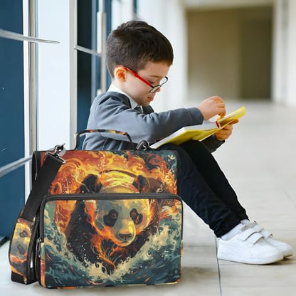 ALAZA Fire Water Panda Zipper Binder 3 Ring Binder with 500 Sheet Capacity for School, College, Office