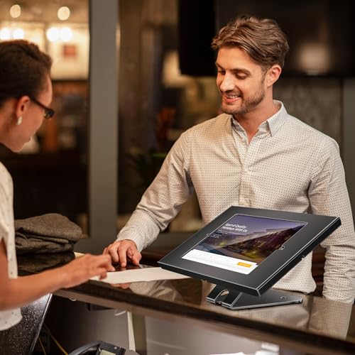 AboveTEK Anti-Theft Tablet Stand – iPad Locking & Security Stand, Countertop & Wall Mount POS Stand, 360° Swivel Kiosk Stand for iPad/iPad Air/iPad Pro – Ideal for Retail Business (Black) - color: Black