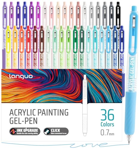 Acrylic Gel Pens For Coloring, 36 Colors Retractable Colored Pens for Black Paper & White Paper, 0.7mm Fine Point Colorful Pens for Coloring, Writing, Drawing, Journaling, Note Taking, Office, Home - color: 36PCS-Gift Set