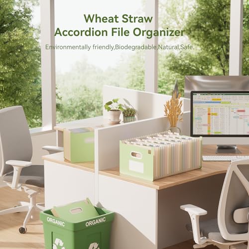 EcoStash 26포켓 아코디언 파일 오거나이저, 밀짚 파일 폴더, 업라이트 및 오픈 탑, A-Z 지폐 영수증 오거나이저, 100% BPA 프리, 자연으로 돌아가기, 건강한 생활, 레터/A4 사이즈 - 민트 그린 - color: 민트 그린., size: 26 Pockets