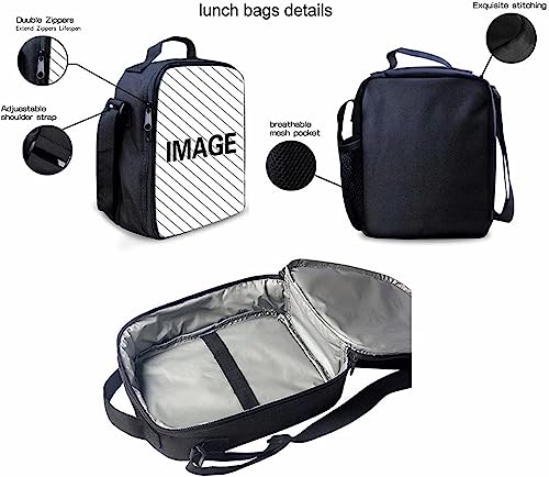 BIGCARJOB Custom Design Backpack Kids Schoolbags Set with Insulated Lunch Box Pencil Case Set of 3 Pcs Novelty Personalized School Bookbags Boys Girls Rucksack Travel Bags - color: Aa Custom Full Design, size: One Size