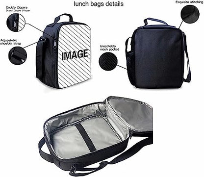 BIGCARJOB Custom Design Backpack Kids Schoolbags Set with Insulated Lunch Box Pencil Case Set of 3 Pcs Novelty Personalized School Bookbags Boys Girls Rucksack Travel Bags - color: Aa Custom Full Design, size: One Size
