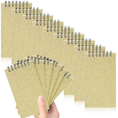 Tenceur 18 Pcs Pocket Notebook Small 3x5 Inch Glitter Gold Top Spiral Notepads Bound Notebook with Lined 120 Pages Mini Memo Pads for Office College Nurse Essentials Back to School Gift - color: Glitter Gold