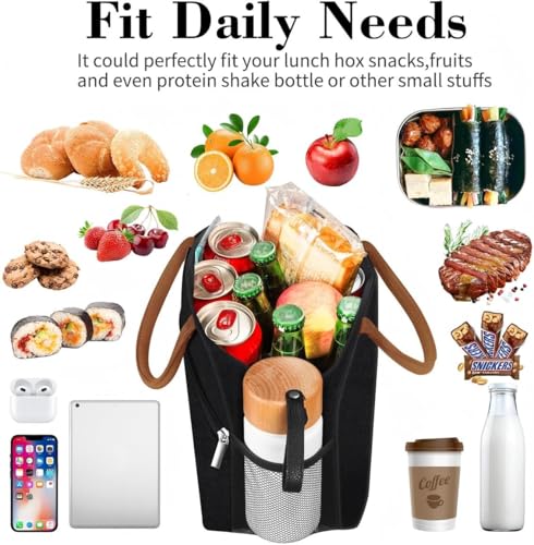Coobiiya Lunch Box Lunch Bag for Women Men,Reusable Cute Lunch Pail bag,Leakproof,Insulated LunchBox Tote Compact 10L, Cooler Lunch Container for Work Travel Office (Black) - color: Black