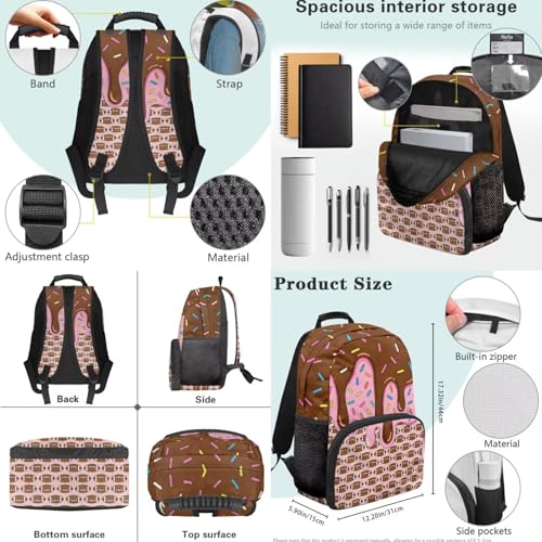 Pink Ice Cream American Football Boys Girls 17 Inch Backpack Set with Lunch Bag Pencil Bags for Kids 3 in 1 Schoolbag 3PCS Teens Bookbag for Middle High School Students - color: Pink Ice Cream American Football