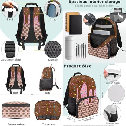 Pink Ice Cream American Football Boys Girls 17 Inch Backpack Set with Lunch Bag Pencil Bags for Kids 3 in 1 Schoolbag 3PCS Teens Bookbag for Middle High School Students - color: Pink Ice Cream American Football