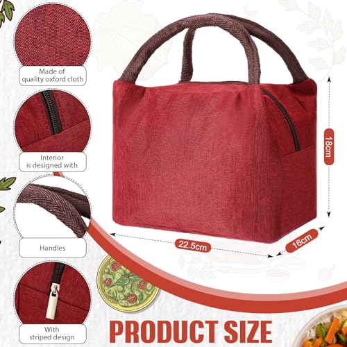 Chunful 12 Pcs Lunch Bags Bulk Reusable Insulated Lunch Box Bags with Aluminum Leakproof Tote for School Students Kids Women Men Children Adult Office Work Employees Travel - color: Wine Red