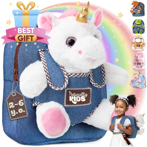 Naturally KIDS Toddler Backpack w Unicorn Toys, 2 Year Old Girl Birthday Gift, 3 Year Old Girl Gift Boy, Toddler Unicorn Toy - color: 03 Unicorn, style: Small