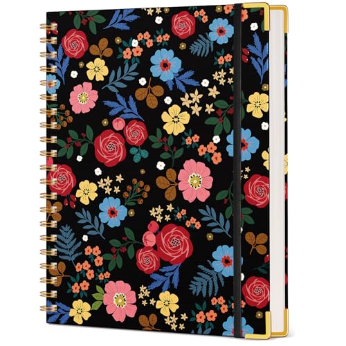 Cute Spiral Notebook Journal for Women, 200 Pages Lined Notebooks 8.5” x 11”, A4 Large Hardcover Spiral Journals with 100 GSM Thick Paper, College Ruled Notebook for Writing Work School, Rose Floral - color: Rose Flora, size: A4