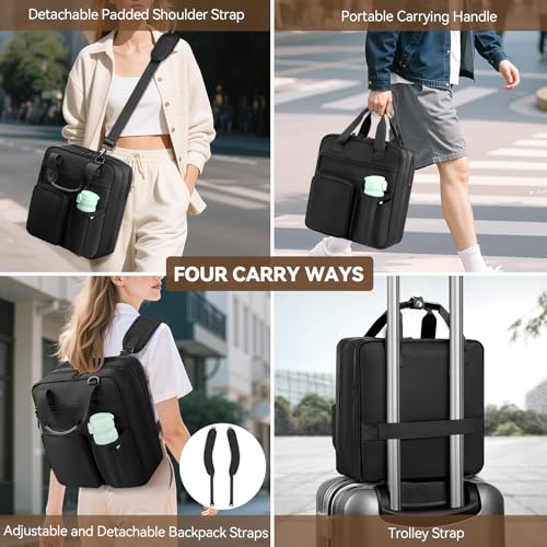 3 Inch Zipper Binder 3 Ring, D-Ring School Binder Organizer Holds 700 Sheets, Multi-Pocket Zippered Binder Bag with Backpack Straps & Shoulder Strap, Fits 15.6-Inch Laptop