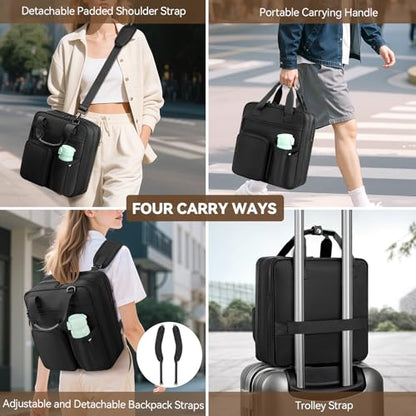 3 Inch Zipper Binder 3 Ring, D-Ring School Binder Organizer Holds 700 Sheets, Multi-Pocket Zippered Binder Bag with Backpack Straps & Shoulder Strap, Fits 15.6-Inch Laptop