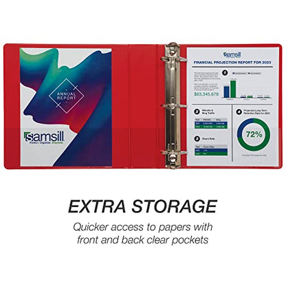 Samsill Durable 3 inch 3 Ring Binder, D Ring Binder, 100% Recycled Chipboard, Red - color: Red, size: 1 Pack, style: 3 Inch
