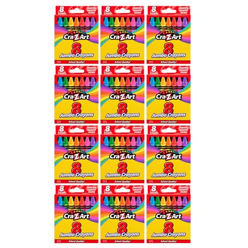 Cra-Z-Art Bulk Crayons, 12 Packs of 8 Count Jumbo Crayons, School Supplies, Classroom Supplies, Teacher Bulk Pack - size: 8 Count (Pack of 12)
