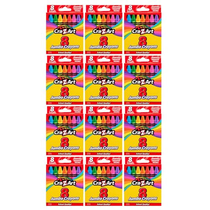 Cra-Z-Art Bulk Crayons, 12 Packs of 8 Count Jumbo Crayons, School Supplies, Classroom Supplies, Teacher Bulk Pack - size: 8 Count (Pack of 12)