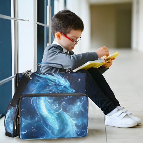 3 Ring Zipper Binder with Shoulder Strap Dragon Galaxy Blue 2 Inch Zippered Binder Bag 500 Sheet Capacity Multi Pockets for School Supplies - color: Multi37