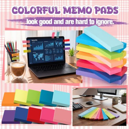 Zubebe 200 Pads 0.5 x 1.8 Inch Sticky Notes Bulk, Bright Colors Notepads Self Stick Note Square Memo Sticky for Office Back to School, 45 Sheets/pad - size: 0.5 x 1.8 Inch