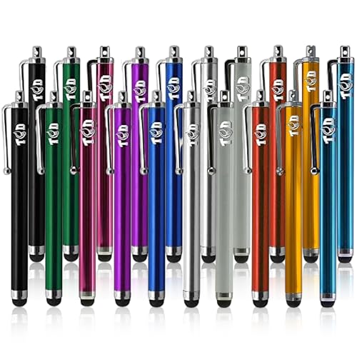 TCD 20-Pack Stylus Pens for Touch Screens – Universal Stylus Pen for iPad, iPhone, Galaxy Tablet, Android, Chrome Book, Laptop – Premium Thick Rubber Tip Styluses for All Touchscreen Devices, Multi - color: Multi Color, size: 20 Pack