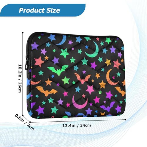Bright Bats Moon and Stars Laptop Sleeve 13 inch Cute Laptop Bag 14 inch Waterproof Computer Bag for Women Laptop Accessories Computer Cover Bag for Tablet Men, A06D24018 - color: Bright Bats Moon and Stars