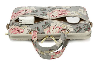 kayond White Rose Patten water resistant Laptop Shoulder Messenger Bag Case Sleeve for 15 Inch 15.6 Inch Laptop,Laptop Briefcase - color: White Rose, size: 15-15.6 Inch