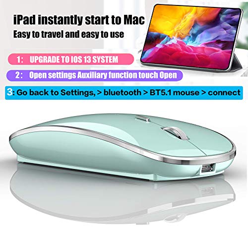 Rechargeable Bluetooth Mouse Wireless Bluetooth Mouse for iPad pro iPad Air Mac MacBook Pro MacBook Air Laptop Chromebook Windows HP DELL (Blue) - color: BLUE