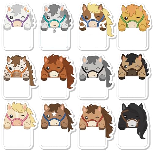 Yinder 24 Pads Cute Sticky Notes Fun Kawaii Horse Sticky Notes Pads Bulk Cartoon Memo Self Adhesive Gift for Valentines Veterinary Office School Tab Party Supplies - style: Horse