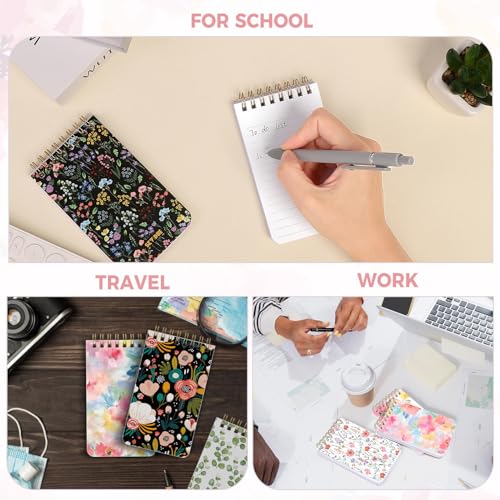 SKYDUE Small Notebooks, 3x5 Pocket Notepads with Aesthetic Covers, Mini Spiral Notebook with Lined Pages for Work Nursing School Essentials, Set Of 8 - color: Flowers
