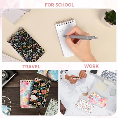 SKYDUE Small Notebooks, 3x5 Pocket Notepads with Aesthetic Covers, Mini Spiral Notebook with Lined Pages for Work Nursing School Essentials, Set Of 8 - color: Flowers