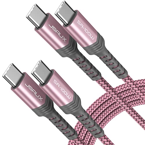 JSAUX 100W USB C to USB C Cable for iPhone 17, USBC Type C Charge Cord 5A Fast Charging Compatible with iPhone 17 Air 16 15 Pro Max Samsung Galaxy S25 S24 MacBook iPad Pro Carplay (2-Pack, 6.6ft) Pink - color: Pink, size: 6.6FT+6.6FT