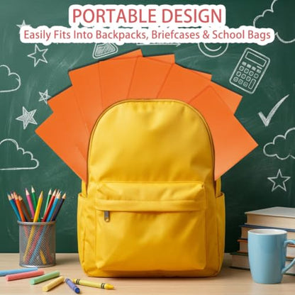 Orange Folders with Pocket 7 Pack, 2 Pocket File Folders Bulk, Plastic Paper Folder, File Folders with Card Slot for Student School, Home Office Business Supplies - color: Orange