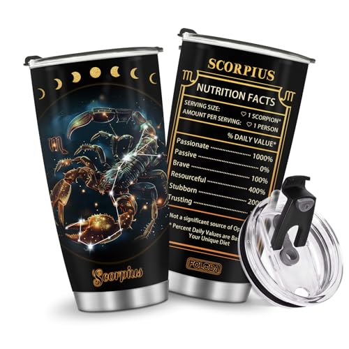 Horoscope Scorpio Insulated Tumblers Mug Cup Gifts for Birthday Boys Girls Men Women Son Daughter Travel Essentials Accessories Must Have Cold Iced 20oz - color: Horoscope Scorpio-658