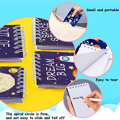 Outer Space Mini Notebook 16 Pack Party Favor Galaxy Goodie Bags Solar System Astronaut Science Rocket Planet Small Spiral Pocket Notepads for Space Theme Birthday Party Supplies