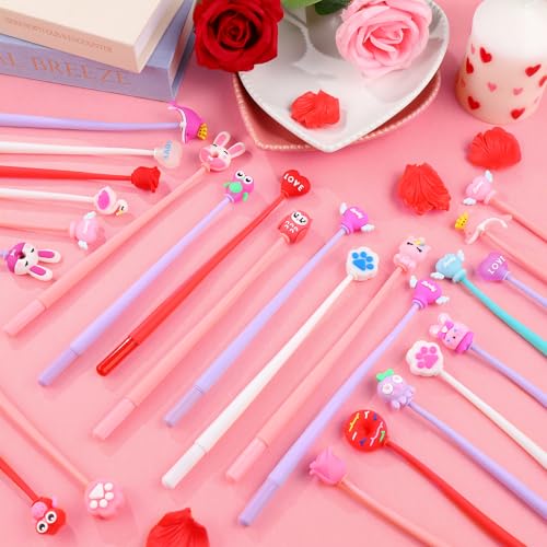 40pcs Valentine’s Day Wiggle Pens With Animal&Heart Shapes Bulk Gifts for Kids Students Coworkers Cute Pens for Classroom Prizes Birthday Party Favors Goodie Bags Stuffers.