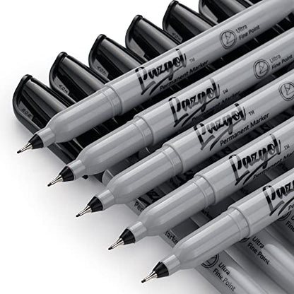 LAZGOL Permanent Markers Bulk, Ultra Fine Point, 60 Pack Black 0.4 mm Permanent Marker set, Felt Tip Pens Works on Plastic, Wood, Stone, Metal and Glass for Doodling, Marking