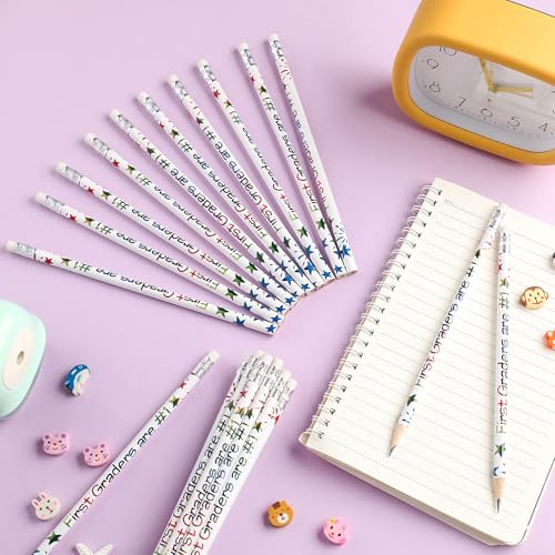 Tenceur 24 Pcs 1st Graders Pencils Bulk Motivational Pencils with Erasers Inspirational Pencil with Back to School Supplies for Kids Student Teacher Classroom Reward - style: 1st Graders