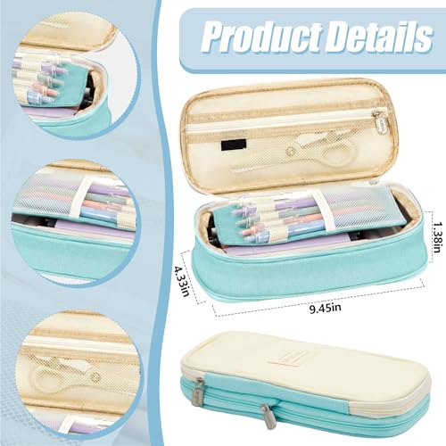 Jutom 39 Pcs Aesthetic Book Annotation Kit Highlighter with Case Bag Gel Pen Transparent Sticky Note Taking Bible Supplies(Mint Green,Cute Style) - color: Green Beige, style: Cute Style