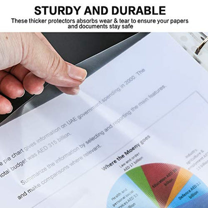 Sheet Protectors, PANDRI 300 Pack Clear Heavy Duty Plastic Page Protectors Sheet Reinforced 11-Hole Fit for 3 Ring Binder Fits Standard 8.5 x 11 Paper, 9.25 x 11.25 Top Loaded, Excluding Acid - size: 300 PACK