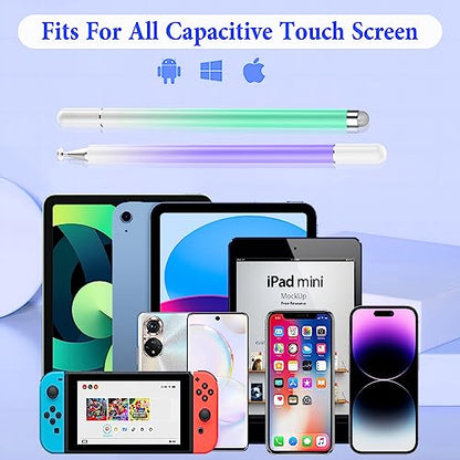 Stylus Pens for Touch Screens, High Precision Magnetic Disc Universal Stylus Pen for iPad, 2-in-1 iPad Pen Compatible with iPhone/iPad/Android Tablets/Nintendo Switch and so on(Green/Purple) - color: Green+Purple