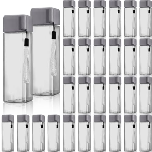 30 Pack Water Bottle Bulk 17 oz Plastic Sports Water Bottles for Kids Adult | Leak Proof Reusable Portable Large Drinking Cups for School Gym Outdoor Fitness,Grey