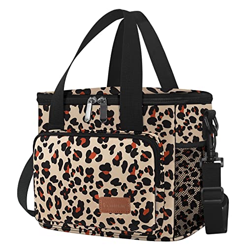 Femuar Lunch Bags for Women/Men, Insulated Lunch Bag for Work Office Picnic - Lunch Cooler Bag Leakproof Lunch Box with Adjustable Shoulder Strap - Leopard Print - color: 7-Leopard, size: Medium Size